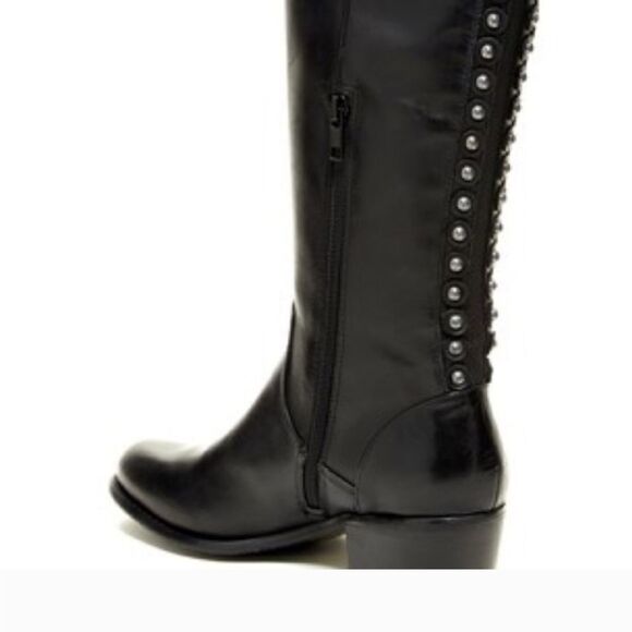 Arturo Chiang "Bes" Black Leather Riding Boot with Studs Sz 9.5 - Picture 2 of 16